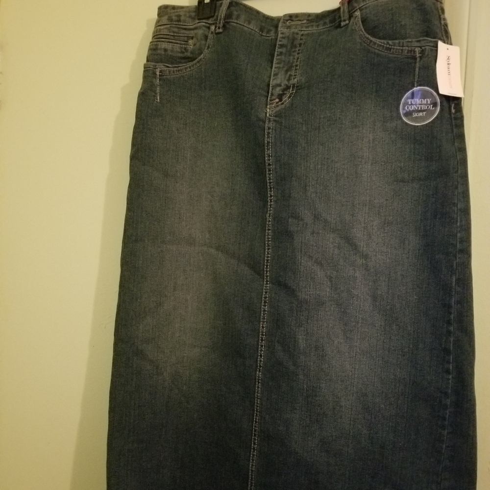 NWT long denim skirt with tummy control